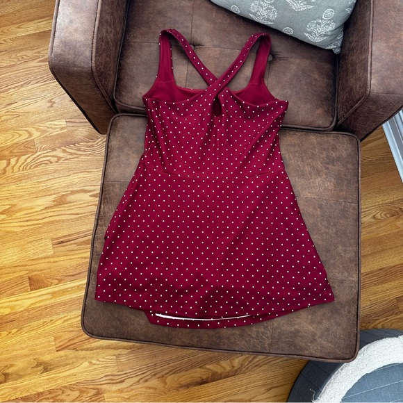 Abercrombie & Fitch Burgundy Polka Dot Mini Dress (Size L Short) - Picture 3 of 4